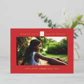 赤ミニマル箱クリスマス 箔シーズンカード (立ち正面)