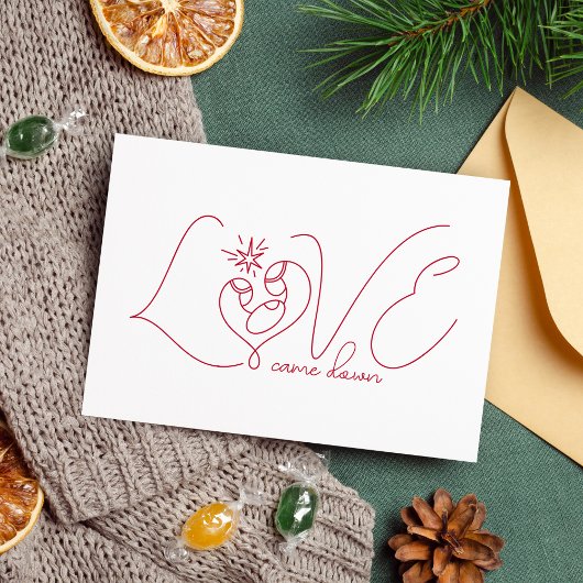 赤ミニマル線アートホーリーファミリー宗教的 シーズンカード