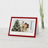 赤ミニマル縁ど写真エレガントクリスマス 箔シーズンカード (正面)