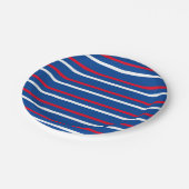 赤ミニマル、白、青のストライプ ペーパープレート (アングル)