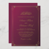 赤ムスリム結婚式招待状 招待状 (正面/裏面)