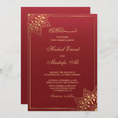 赤ムスリム結婚式招待状 招待状 (正面/裏面)