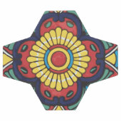 赤メキシコタラベラタイル陶芸フォーク美術  サッカーボール (フラット)