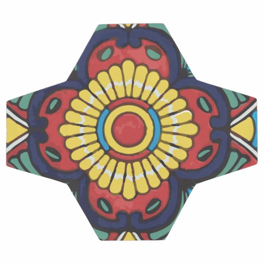 赤メキシコタラベラタイル陶芸フォーク美術 サッカーボール (フラット)