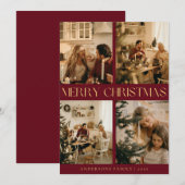 赤メモダンリースタイリッシュクリスマス・ホリデー・カード シーズンカード (正面/裏面)