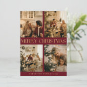 赤メモダンリースタイリッシュクリスマス・ホリデー・カード シーズンカード (スタンド正面)