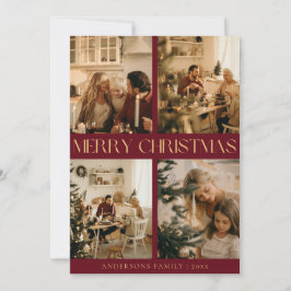 赤メモダンリースタイリッシュクリスマス・ホリデー・カード シーズンカード