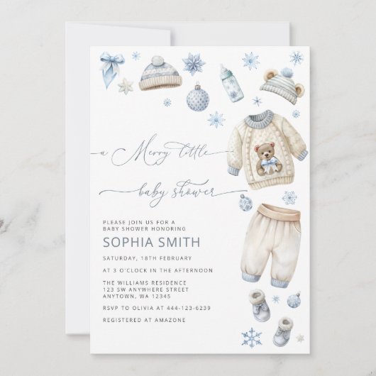 赤メリーちゃん服の赤ちゃんシャワー 招待状 (正面)