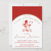 赤メリーとベージュのシャワー 招待状 (正面)