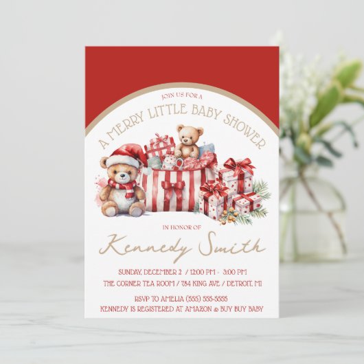 赤メリーとベージュのシャワー 招待状 (スタンド正面)