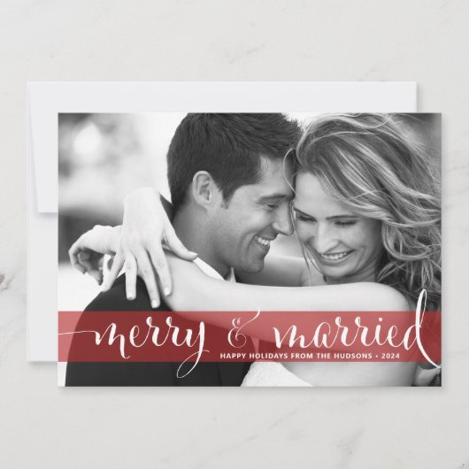 赤メリーと新結婚した婚の写真クリスマス シーズンカード (正面)