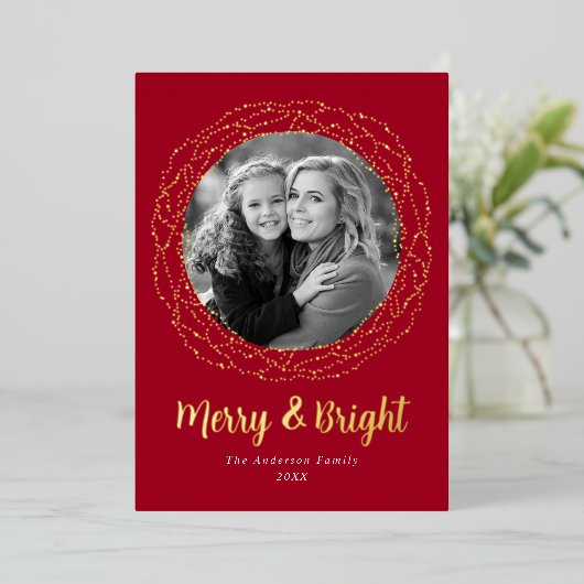 赤メリーと明るい写真 箔シーズンカード (立ち正面)