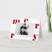 赤メリーはっきりしたタイポグラフィモダン写真 シーズンカード (正面)