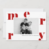 赤メリーはっきりしたタイポグラフィモダン写真 シーズンカード (正面)