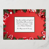 赤メリーエレガントクリスマス家族の写真コラージュ 箔シーズンカード (裏面)