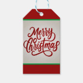 赤メリーエレガントクリスマス書簡ミニマル主義者 ギフトタグ (正面)