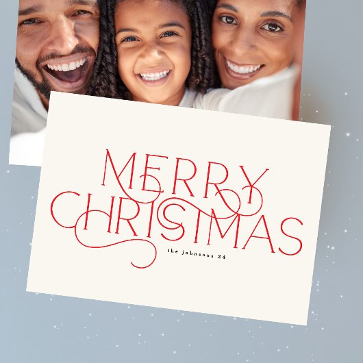 赤メリーエレガント伝統的1枚タイポグラフィ シーズンカード