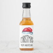 赤メリークリスマスかわいいサンタハット リキュールボトルラベル (正面)