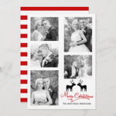 赤メリークリスマスの鹿の新婚の写真コラージュ シーズンカード (正面/裏面)