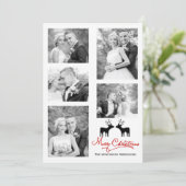 赤メリークリスマスの鹿の新婚の写真コラージュ シーズンカード (スタンド正面)