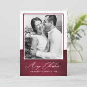 赤メリークリスマスエレガント書道写真 シーズンカード (スタンド正面)