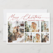 赤メリークリスマススクエレガントリプト写真コラージュ シーズンカード (正面)