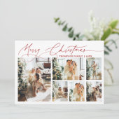 赤メリークリスマススクエレガントリプト写真コラージュ シーズンカード (スタンド正面)
