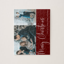 赤メリークリスマススクリプト2フォトコラージホリデー ジグソーパズル