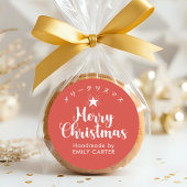 赤メリークリスマススター日本の書道 ラウンドシール