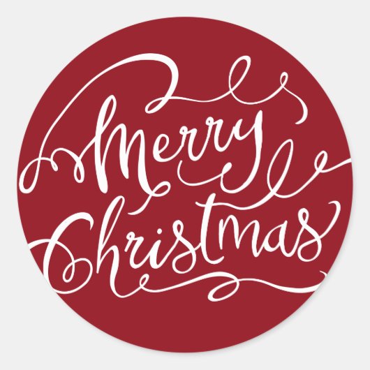 赤メリークリスマスステッカー ラウンドシール (正面)