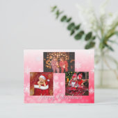 赤メリークリスマスパーソナライズされた写真 ポストカード (スタンド正面)