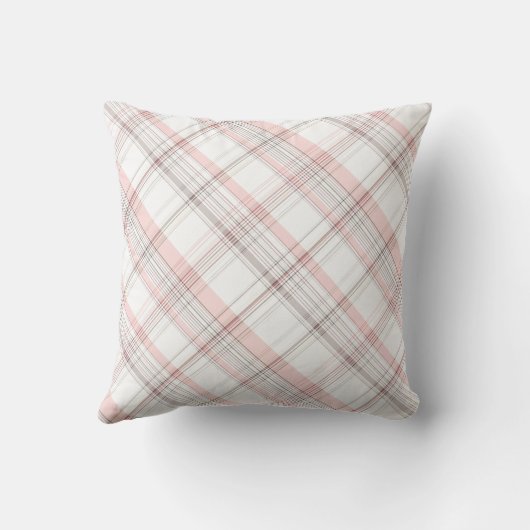 赤メリークリスマスピンクの格子模様モダン クッション (裏面)
