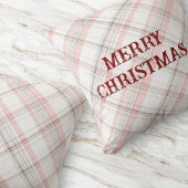 赤メリークリスマスピンクの格子模様モダン クッション