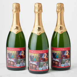 赤メリークリスマスファミリーの写真 スパークリングワインラベル