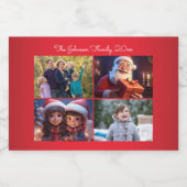 赤メリークリスマスファミリーの写真 スパークリングワインラベル (シングルラベル)