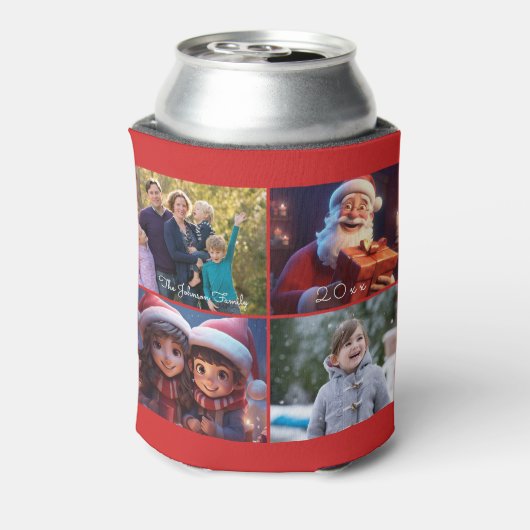 赤メリークリスマスファミリーの写真 缶クーラー (缶裏面)