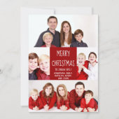 赤メリークリスマスファミリーフォトコラージュモダン シーズンカード (正面)