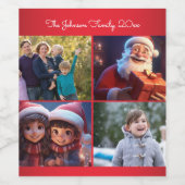 赤メリークリスマスフォトファミリー ワインラベル (シングルラベル)