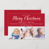 赤メリークリスマスフォトベビー誕生発表 エンクロージャーカード (正面/裏面)