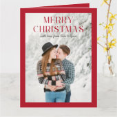 赤メリークリスマスフォトホリデーカード カード (黄色い花)