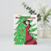 赤メリークリスマスフラットカードの女性 シーズンカード (スタンド正面)