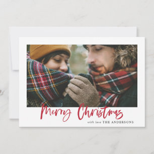 赤メリークリスマスプレイドの写真カード シーズンカード