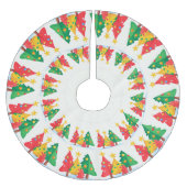 赤メリークリスマスホリークリスマスツリーのシームレスな贈り物 ブラッシュドポリエステルツリースカート (正面)