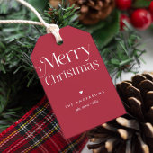 赤メリークリスマスモダンタイプのギフトラベル ギフトタグ