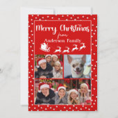 赤メリークリスマスライト3枚フォトコラージュ シーズンカード (正面)