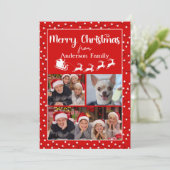 赤メリークリスマスライト3枚フォトコラージュ シーズンカード (スタンド正面)