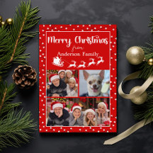 赤メリークリスマスライト3枚フォトコラージュ