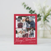 赤メリークリスマス書道シンプル3写真 シーズンポストカード (スタンド正面)