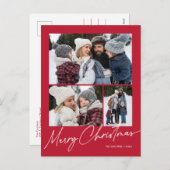 赤メリークリスマス書道シンプル3写真 シーズンポストカード (正面/裏面)