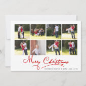赤メリークリスマス書道写真コラージュ シーズンカード (正面)